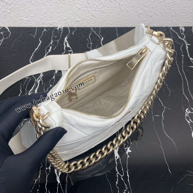 Prada專櫃新款升級版三合一女包 1BC151 普拉達小牛皮純手工菱形拼接鏈條肩背斜挎包 csp1509